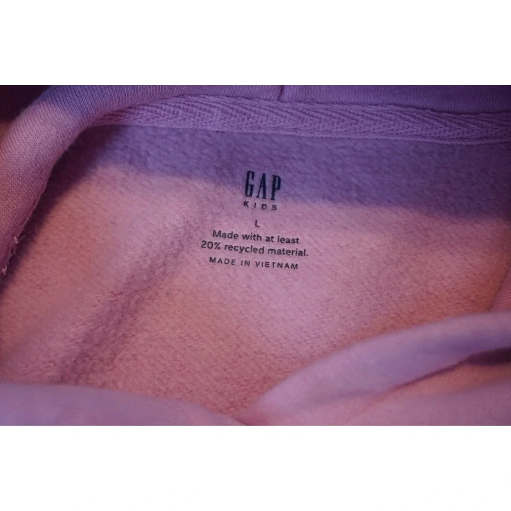 Gap Kids Pink Made With Love Graphic Fleece Hoodie Sweatshirt Size L 10